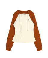 Asymmetric Ruched Hoodie (ORANGE)