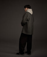 BALMACAAN HERRINGBONE WOOL CASHMERE HALF COAT BLACK