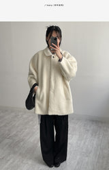 [wool 30%] ヘアシングルオーバーフィットハーフコート