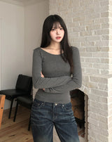 [U-BASIC] Obie Basic Slim U-Neck Long Sleeve
