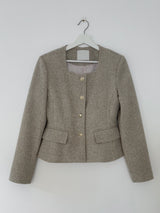 Blossom Square Neck Tweed Short Jacket