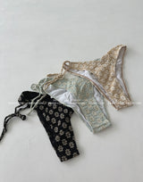 Flower embroidered tube top bikini
