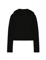 Tassel Collar Knit Cardigan / Black