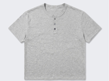 スラブヘンリーネッククロップTシャツ メランジ