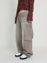 Square pocket balloon fit corduroy pants