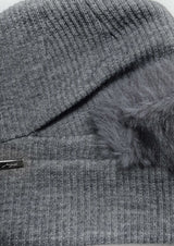  FLUFFY FORM BEANIE . GREY