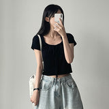 Efl シャーリングリロンクロップド半袖Tシャツ