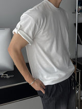[A-T9989] オールデイロールアップ半袖Tシャツ (3色)