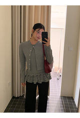 Gray Under Frill Layered Cardigan Top
