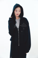 Heart Logo Shirring Detail Top Gray