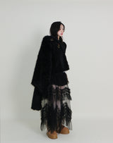 Rachel Two-Belt Detail Short Length Fur Jacket (Lining Quilted)