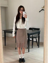 softie checkered midi skirt