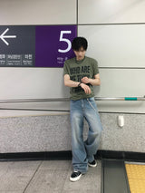 ソルティンセミフレアウォッシュ加工デニムパンツ