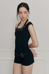 VIOLA BELTED SHORTS black