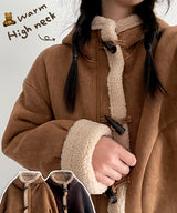 E-Tion High-Neck Zipper Tteokbokki Wool Hoodie Mustang