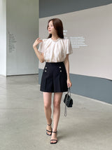 Cornell Summer Tweed Button Short Pants