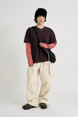 Two-tone stripe layered long sleeve