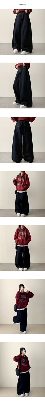 [Short & basic choice*] pai 3 colors side pintuck denim wide pants