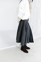 wool unbal button pleats skirt(2colors)