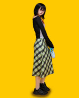 retro green long skirt