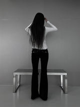 velvet stud bootcut pants