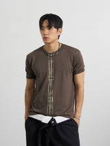 Smoke stripe slim half-sleeves 2color