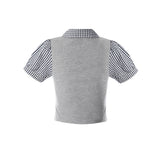 Retro Cropped Knit Polo Top