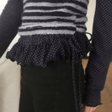 オネンドットフリルストラップレイヤードタートルネックTシャツ
