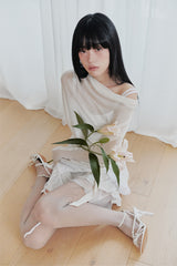 リリーカウルリボントップス ivory