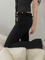 Angel frill ribbon wide pants