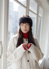 Hairy Knit Hairband - Black