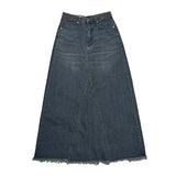 Long cutting denim skirt