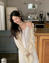 [SHOPPERMADE] シフォンレイヤードノースリーブブラウス + ネクタイセット