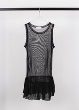 PEARL MESH SHIRRING TOP