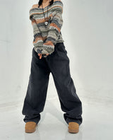 (UNISEX/ S-3XL) BALLOON DARK BLUE WIDE HAREM UNISEX PANTS