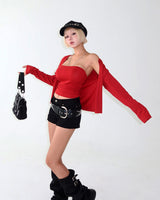 26FW Shirring Tube Top & Cardigan Set