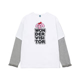 プリントロゴレイヤードフリル長袖Tシャツ  [2 color]
