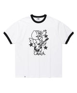 CAVISH X LELBO BROWN GLITTER RINGER SS TEE WHITE(CV2FMUT546C)