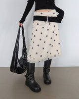 dot frill midi skirt