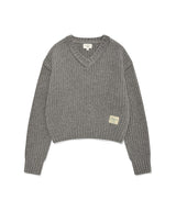 Women’s Multi-Yarn V-Neck Knit Melange Gray