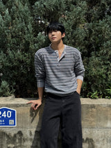 Cut line reverse denim pants