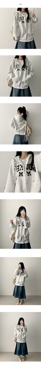 Eaton high-quality patch embroidered solid hooded zip-up