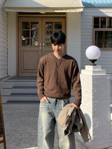 Soft V-Neck Knit (M, L / 4 Colors)