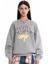 TROLLS VINTAGE GRAPHIC NAPPING SWEATSHIRT - MELANGE GRAY