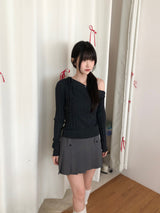 Ribbon One Shoulder Knitwear (4 colors)