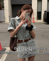 [MADE] Reun denim shirt & skirt set (with belt)
