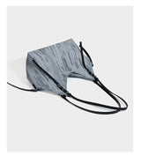 Vertical Stripe Denim Oversized Tote Bag