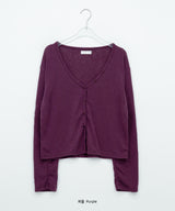 Genoc V-Neck Slim Fit Color Cardigan