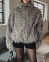 Lolo High Neck Fur Hooded Jumper