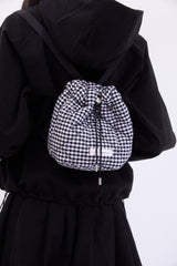 Gingham check string mini backpack (BLACK)